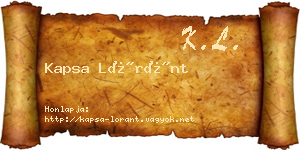 Kapsa Lóránt névjegykártya
